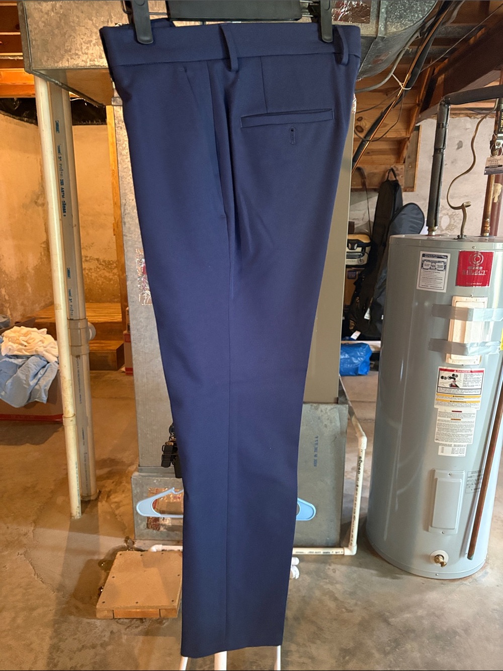 Men's Navy Dress Pants - Tailored Flat-Front Trousers